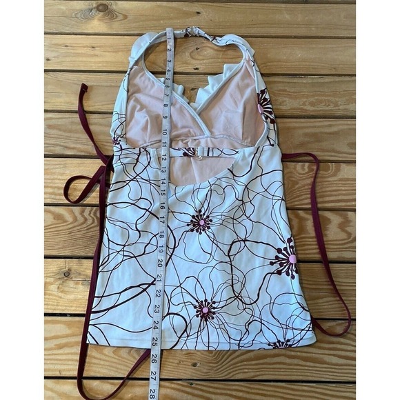 Modbe Halter Floral Tankini Top Size Medium Women’s White - Picture 5 of 6